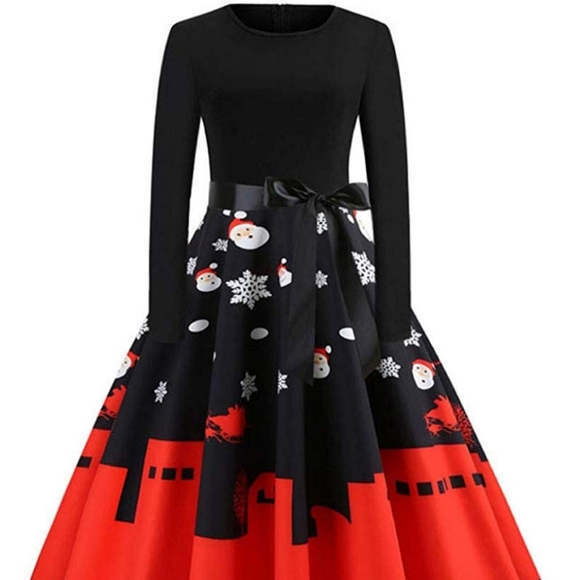 Cocktail dress Christmas ft Santa Claus snowflakes - Picture 1 of 8